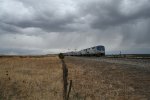 Amtrak #3, The Southwest Chief, splits the semaphores on a stormy day